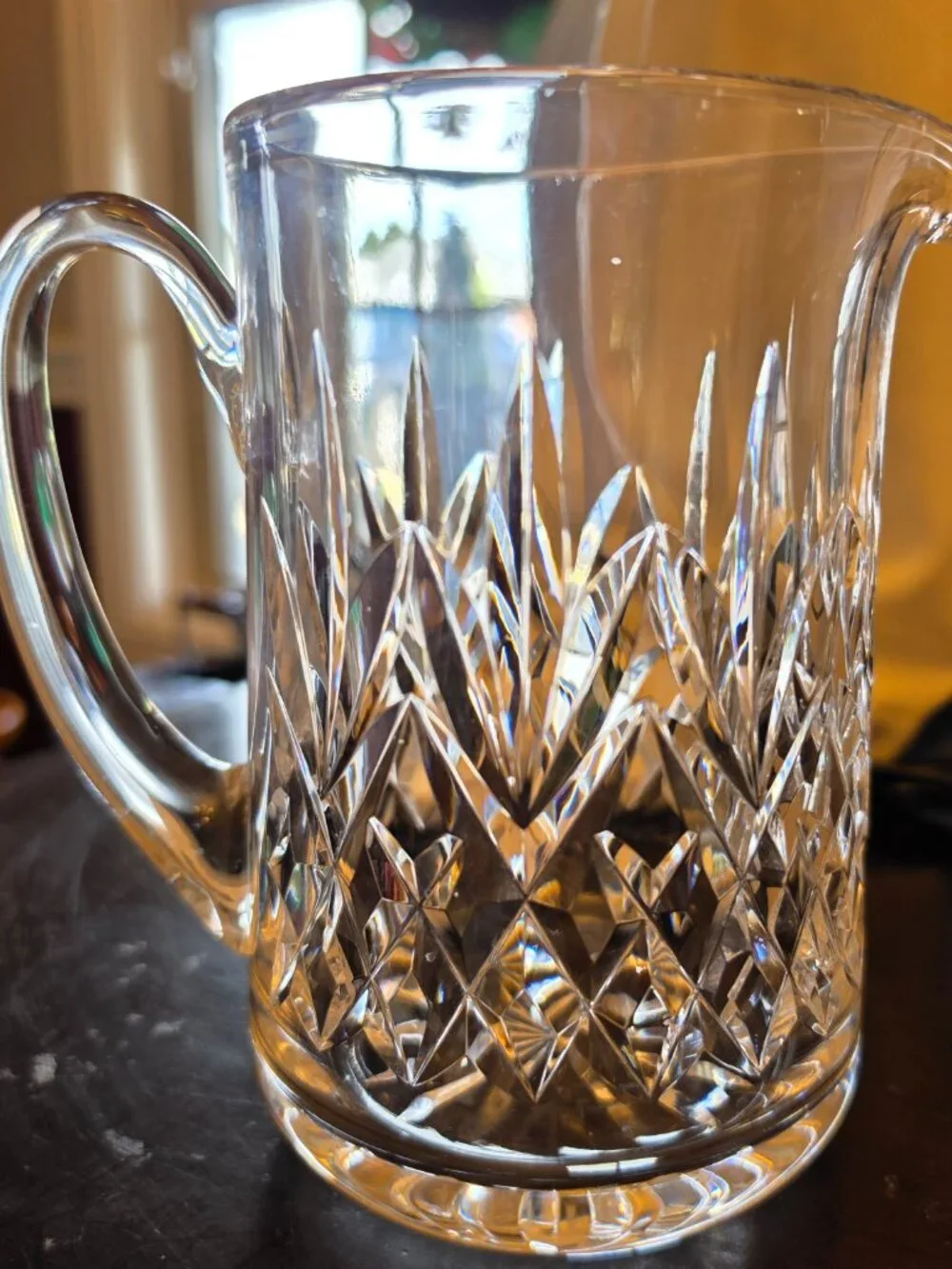 Crystal heavy cut pitcher--beautiful no markings
